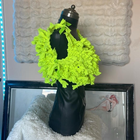 HANDCRAFTED Neon Green Women's Top knit by me NWT - Picture 5 of 17